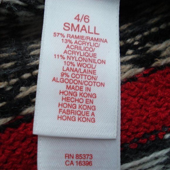 Zip Front Wool Blend Sweater Red Grey Beige - Picture 3 of 5